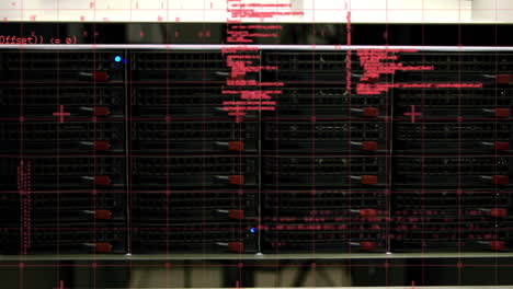 animation of data processing over close up of computer server