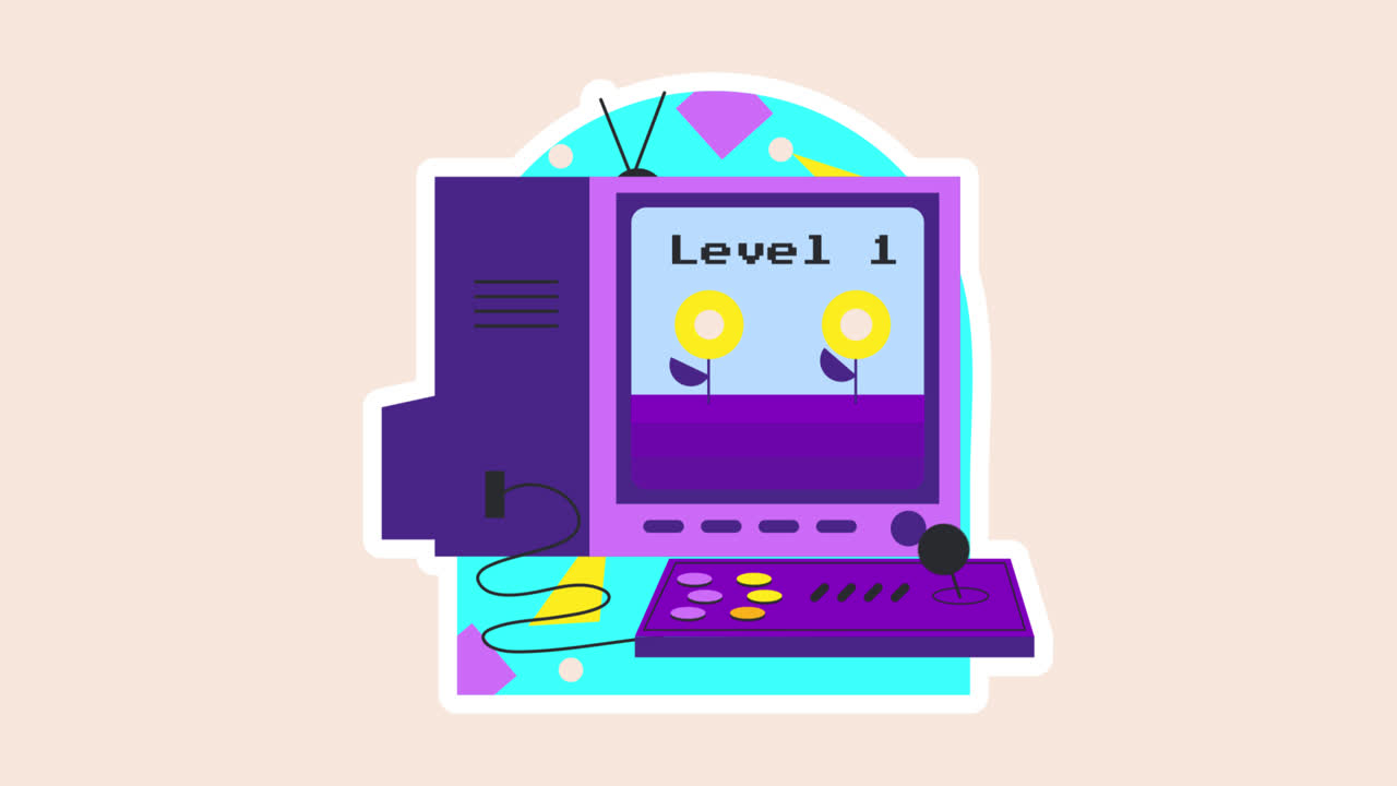 Motion Graphic of Naive retro videogames stickers