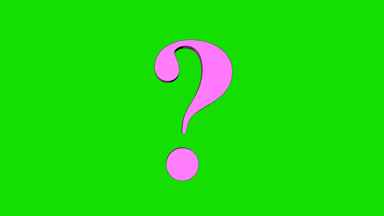 Question mark animation. on a green background. Chromakey.