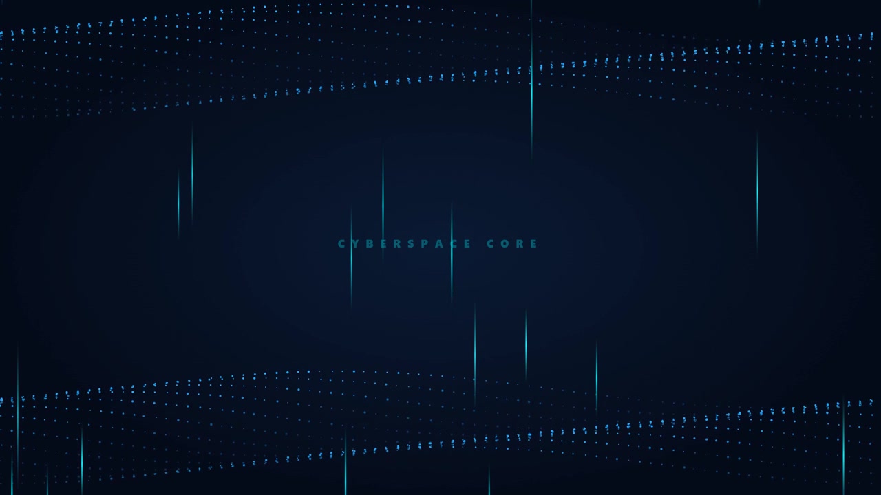 Abstract Digital Cyberspace Core Background with Moving Data Particles