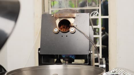 coffee beans rotate in a coffee bean roasting machine