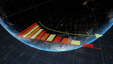 animation of financial data processing over globe