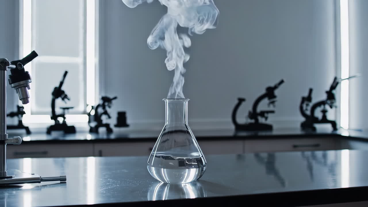 experimento de química en un laboratorio
