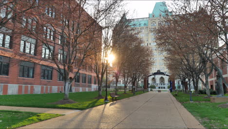 beautiful sunset on saint louis university campus