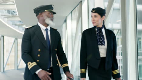 travel, pilot and air hostess talking