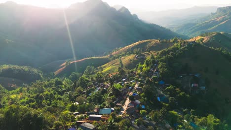 remote village in northern thailand mae hong son province landscape mountain aerial drone footage