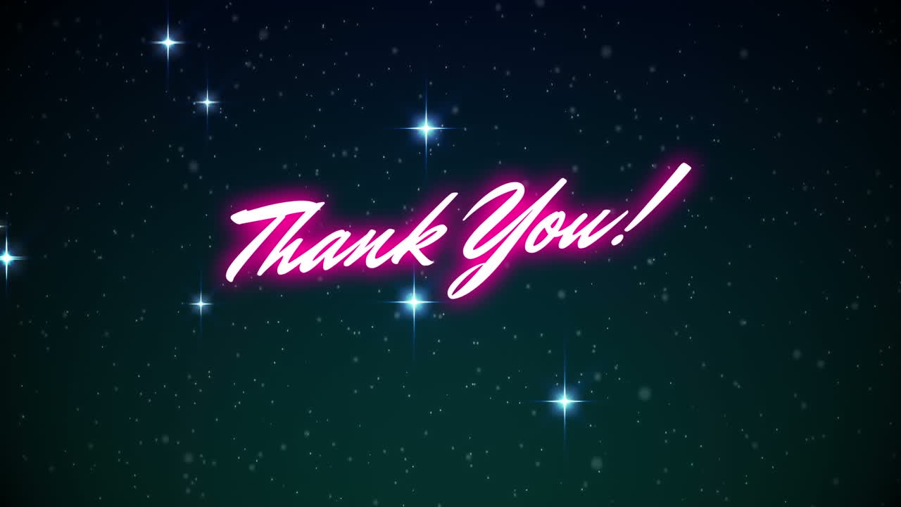 검은 바탕에 감사 텍스트와 별의 애니메이션