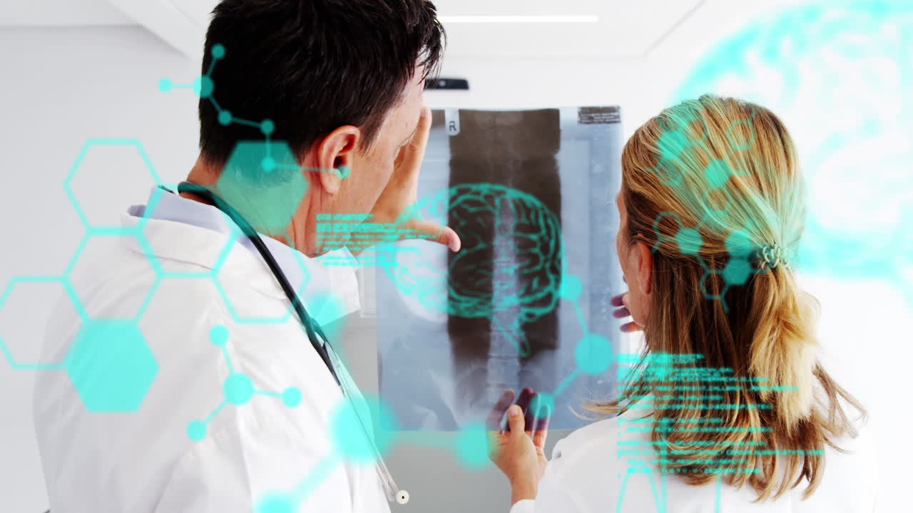 animación del procesamiento de datos sobre diversos médicos