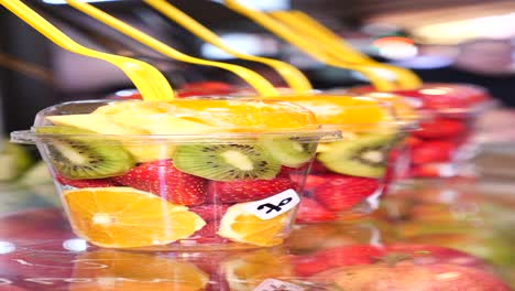 fresh fruit salad in plastic cups