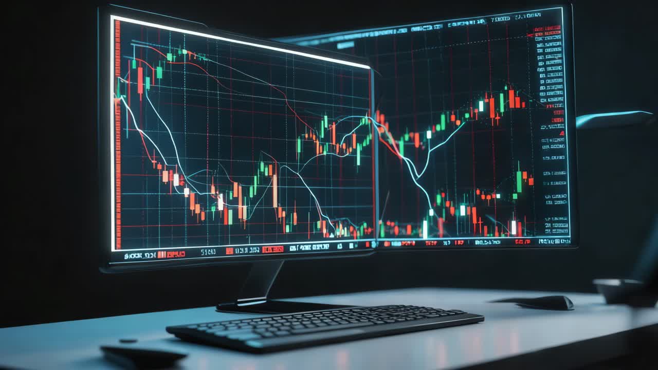 Stock Market Charts on Dual Monitor