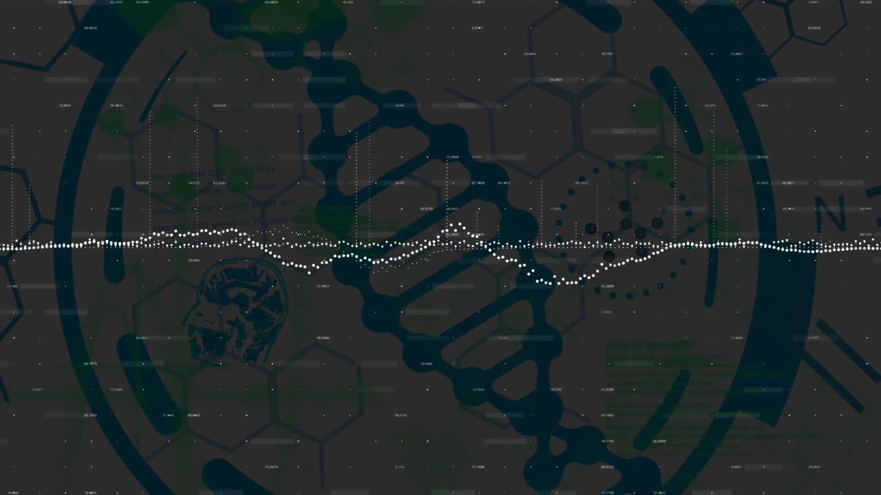 Animation of data processing over dna strand