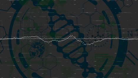 animación del procesamiento de datos sobre la cadena de adn