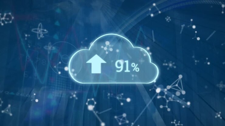 Animation of cloud with growing number over graph and molecules