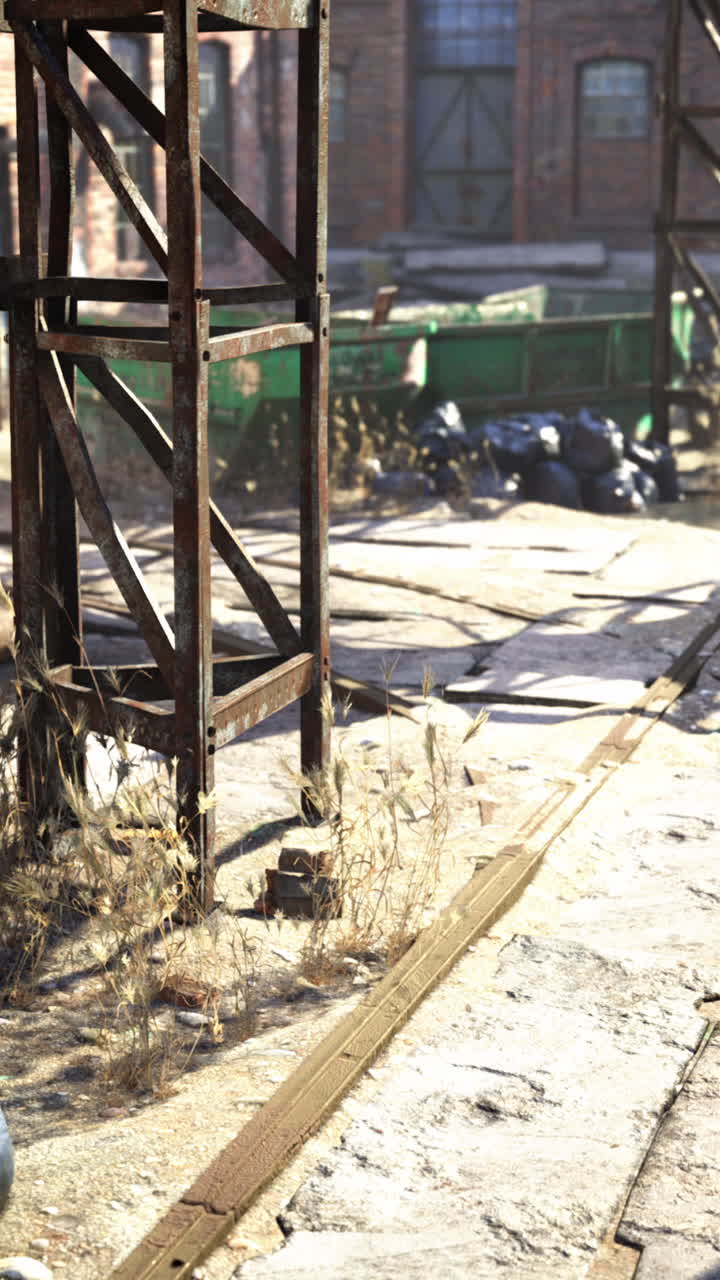 estructura metálica oxidada en una zona industrial abandonada