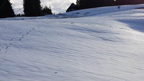 Panorama-view-of-snow-covered-landscape-in-the-black-forest,-Germany