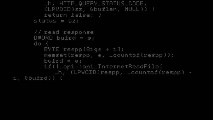 Animation of data processing on black background