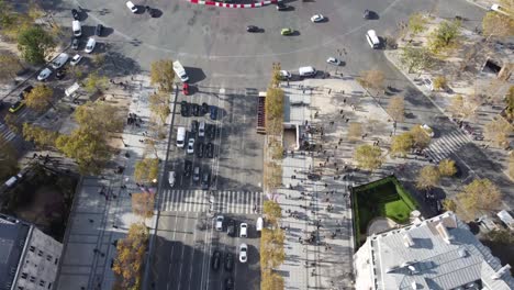 drone view of the street near place charles de gaulle in paris.