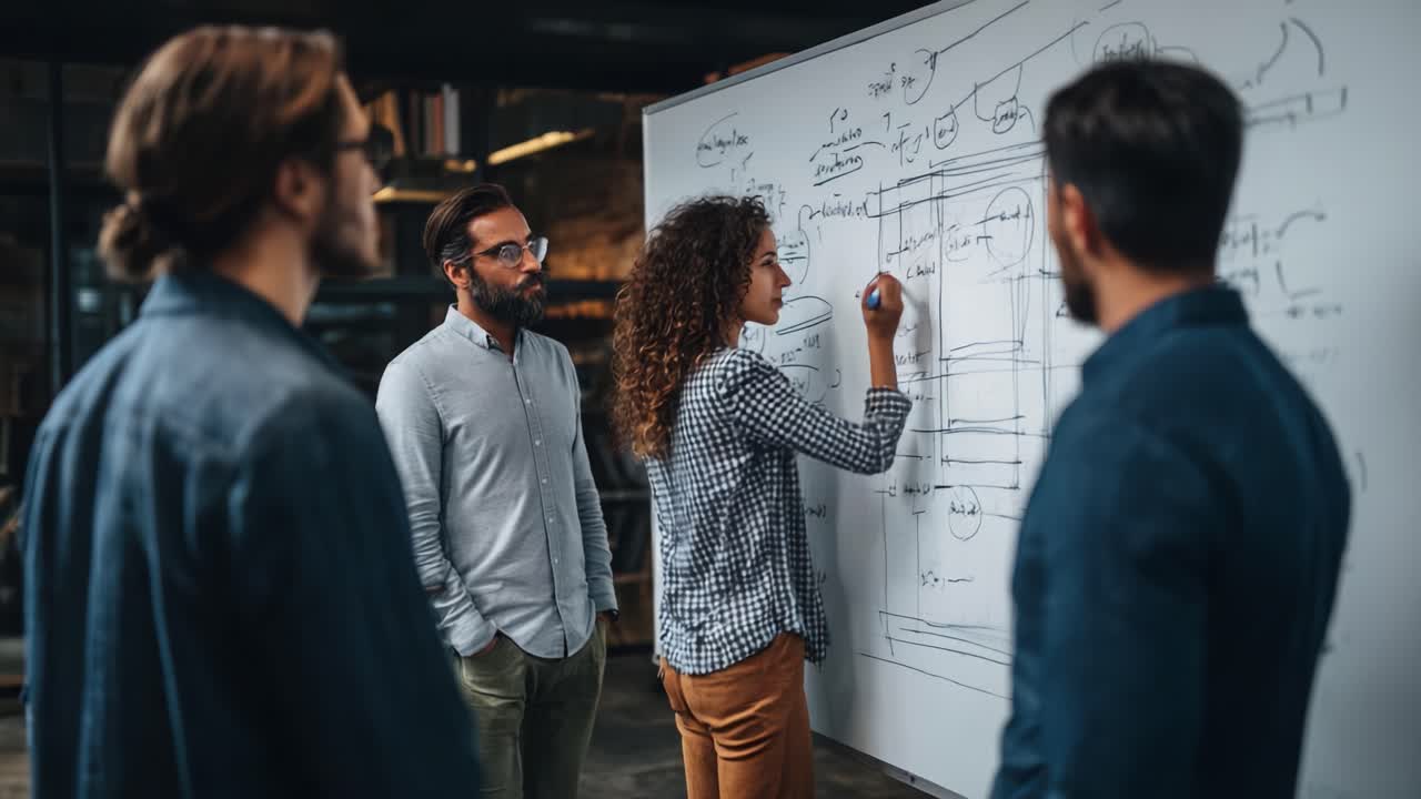A Dynamic Team Collaboration: Engaging Discussion and Brainstorming Over Whiteboard Ideas in a Creative Workspace