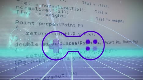 Animación-Del-Gamepad-Sobre-Procesamiento-De-Datos-Sobre-Fondo-Oscuro