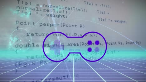 animación del gamepad sobre el procesamiento de datos en fondo oscuro