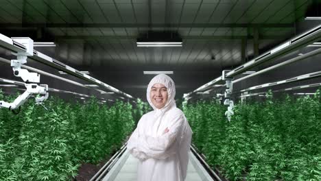 cannabis cultivator in modern grow room