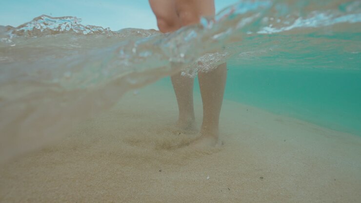 Person's Legs in Shallow Water