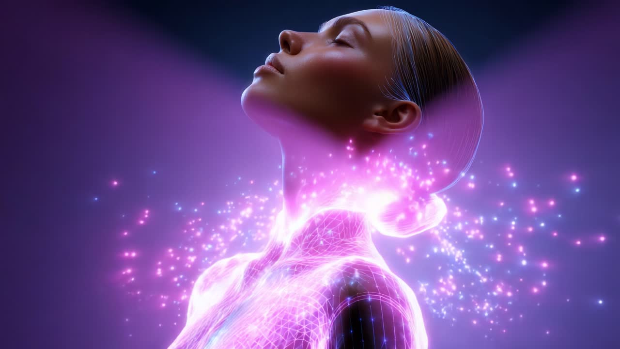 A mesmerizing display of ethereal energy emanates from a serene figure, captured in a breathtaking moment. This enchanting visual journey emphasizes a blend of light, beauty, and tranquility, showcasing the essence of inner strength