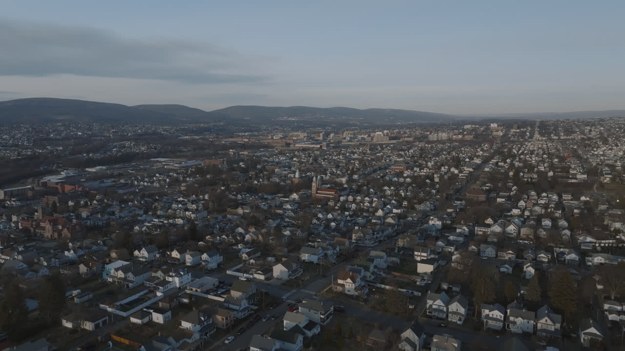 Aerial view of Scranton, Pennsylvania on a winter day