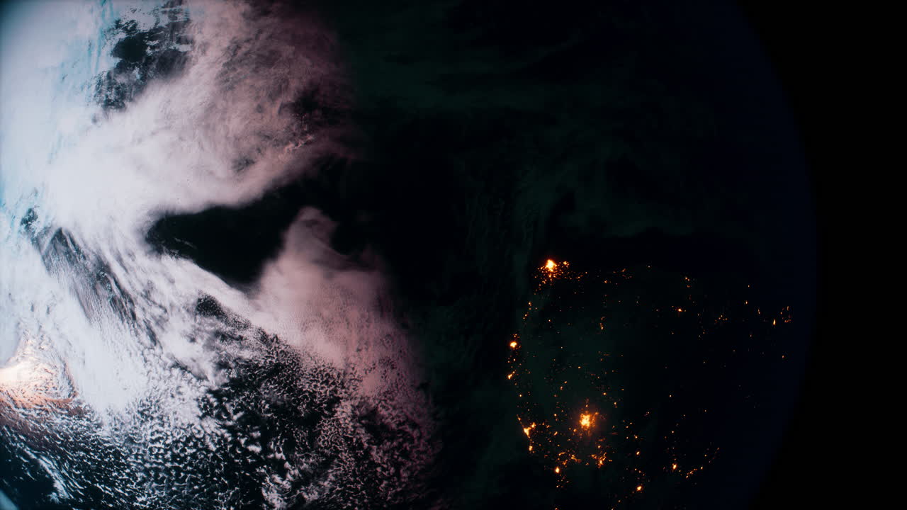 밤에 우주에서 볼 수 있는 지구 행성 은 나라 들 의 빛 을 보여준다