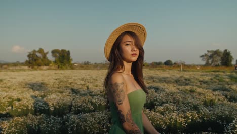 woman in a field of flowers