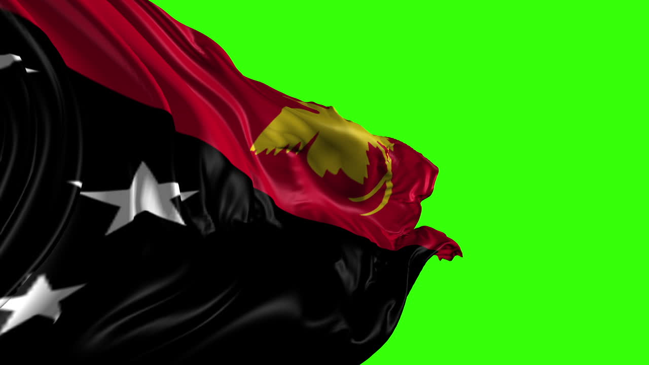 Flag of Papua New Guinea on Green Screen
