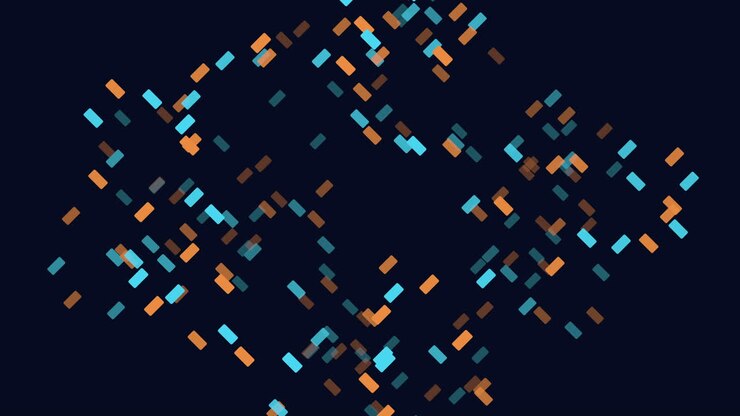 Flying colorful confetti on black space