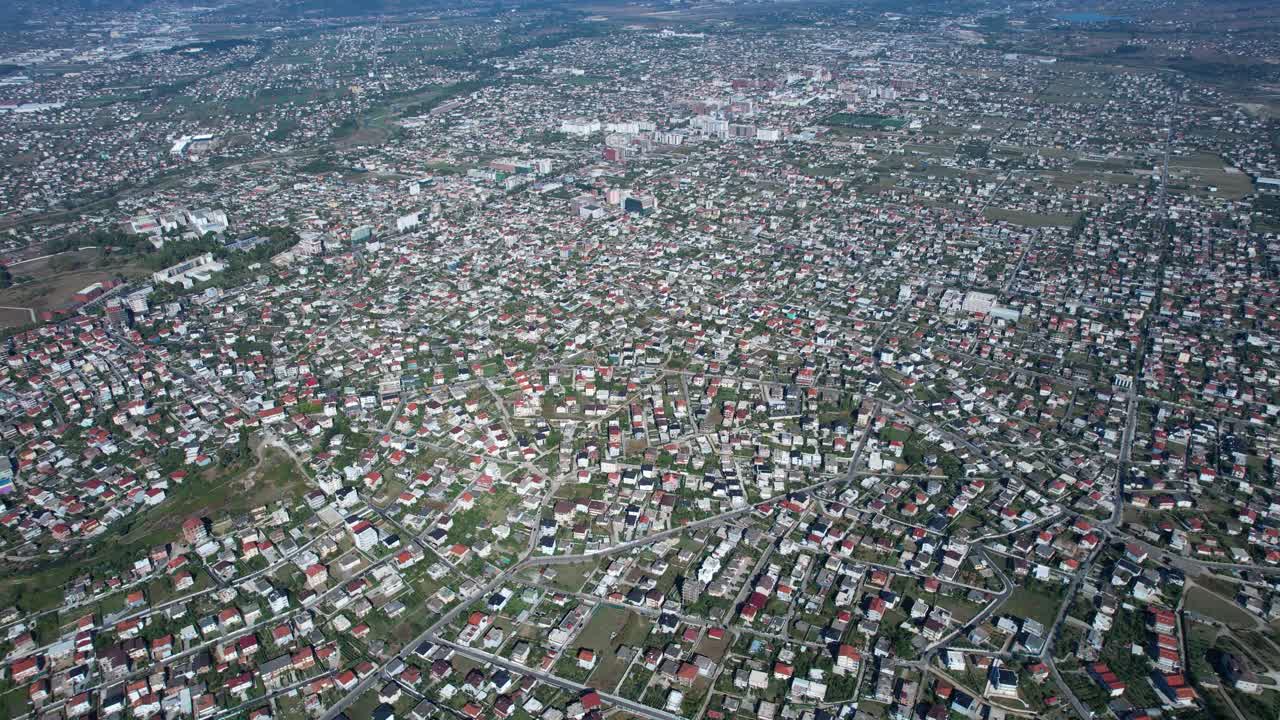 Perspective of Tirana suburbs, private homes, overpopulated neighborhoods, urban growth, real estate market