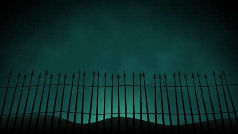 Cemetery-with-metal-fence-in-night