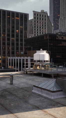 city rooftop view with cooling tower