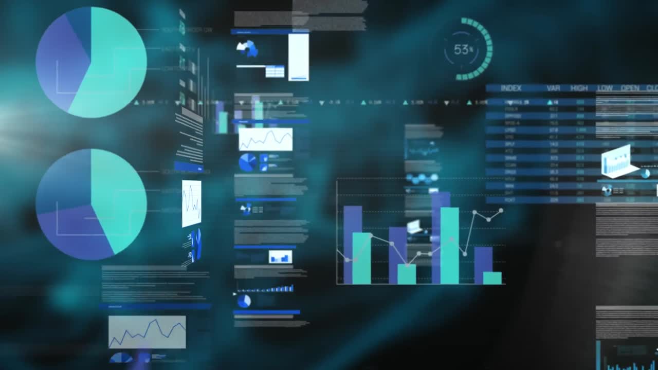 animaciones del procesamiento de datos sobre un fondo oscuro