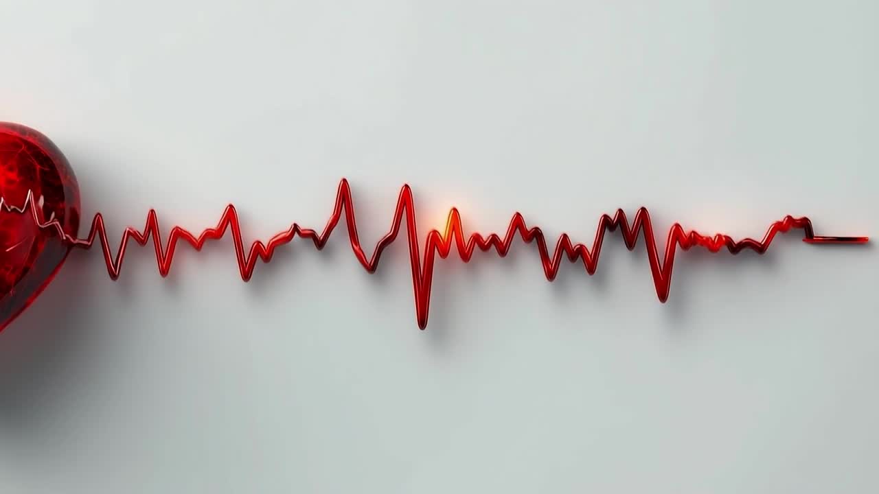 Heartbeat graphic shows love and life. A red heart and heartbeat line create a strong connection to emotions and health, symbolizing life and love.