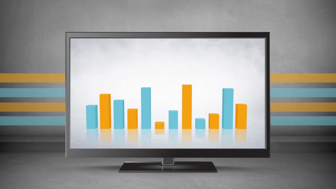 gráficos de barras en una pantalla de tv