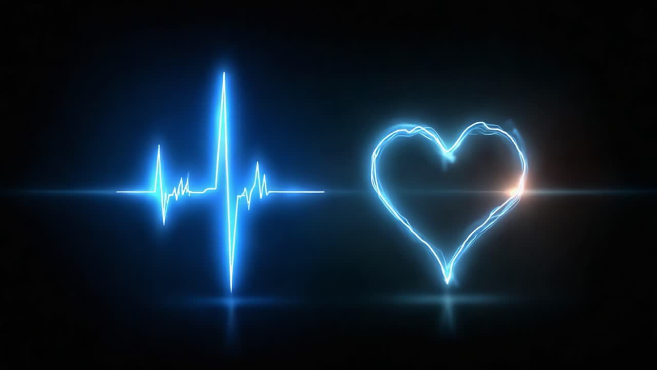 Electrocardiogram Pulse and Heartbeat Visualization: A Stunning Portrayal of Life's Vital Signs in Neon Light Effects