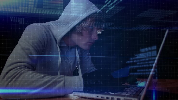 Digital composite of hacker