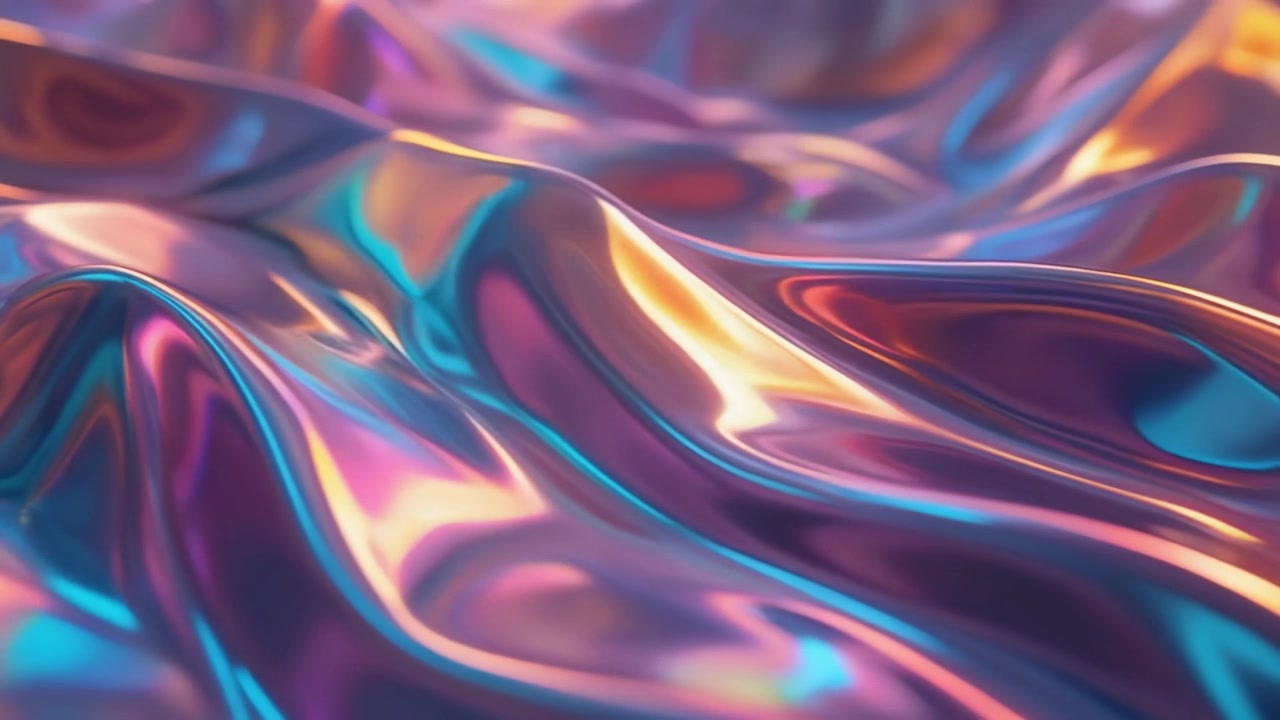 Abstract Liquid Metal Surface with Iridescent Reflections