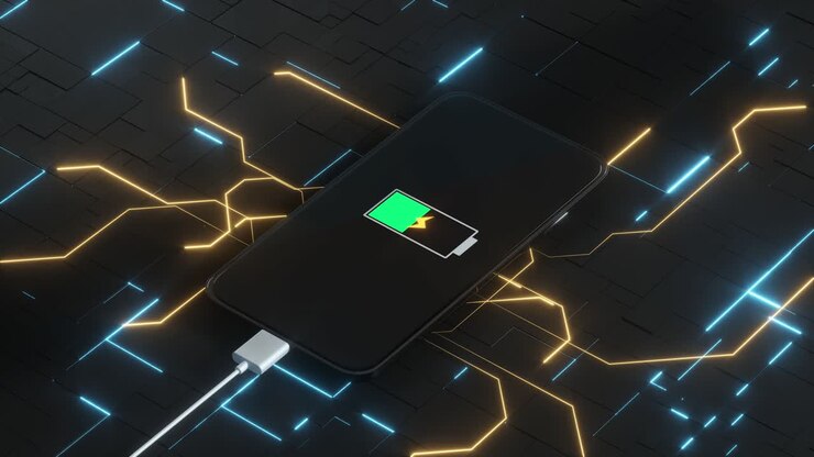 The progress of charging the mobile phone, 3d rendering.