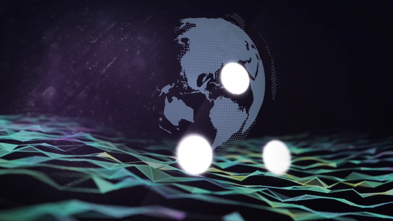 Animation of loading circles icon over globe