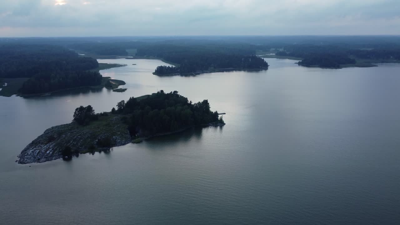 Island landscape with lake and forest