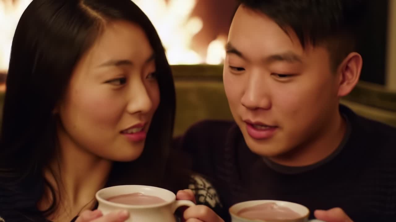 Cozy Moments by the Fireplace With a Warm Drink on a Winter Evening