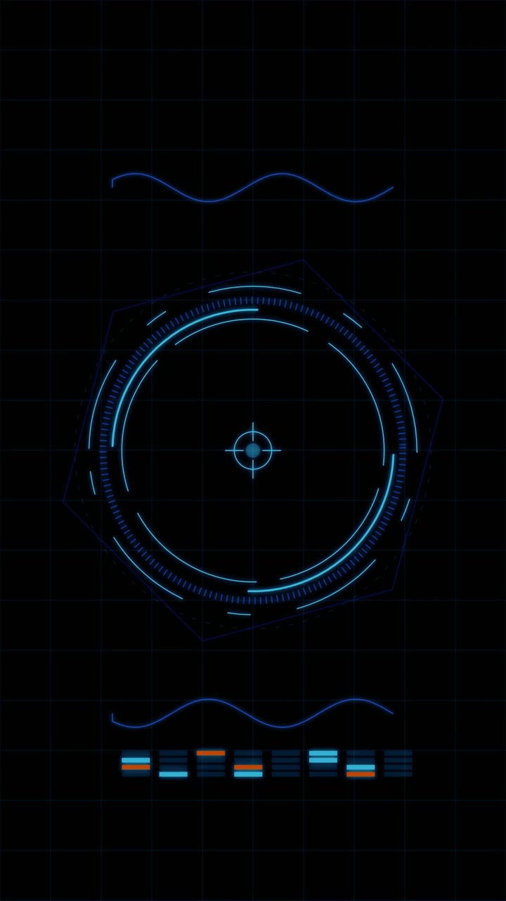 Futuristic Digital HUD Interface with Rotating Circular Target