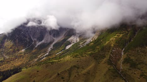 Vista-Aérea-Montañosa-De-Hochkonig,-Alpes-Y-Bosques-Austríacos,-Control-Deslizante,-Día