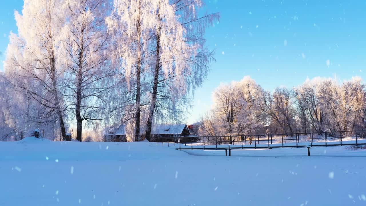 눈으로  ⁇ 인 상징적인 겨울 시골 풍경,  ⁇ 리 전망