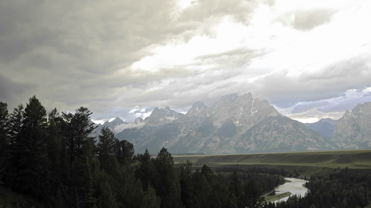 Time lapse motion of thunderstorm forming over the Teton Range in Grand Teton National Park Wyoming