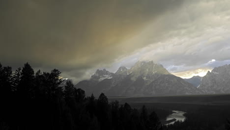 time lapse motion of thunderstorm forming over the teton range in grand teton national park wyoming